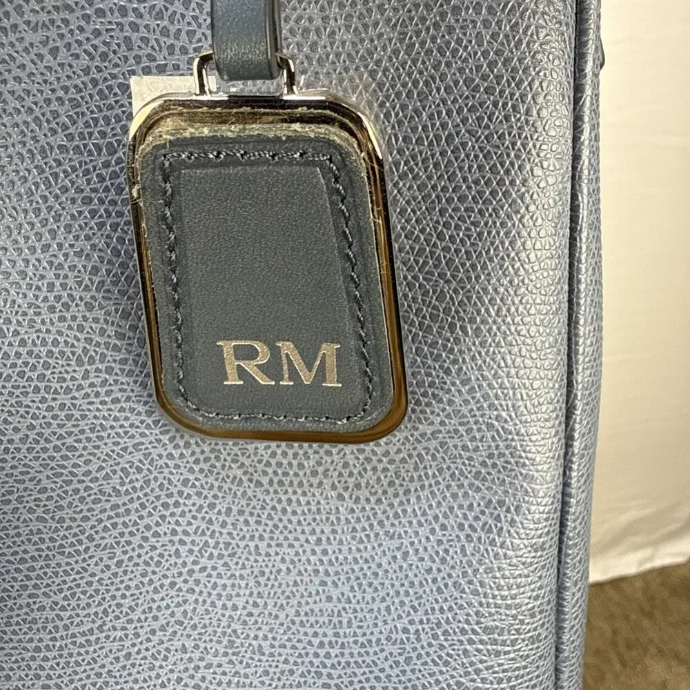 Tumi Sinclair Elaine Commuter‎ Brief Tote Bag Cornflower Blue Leather Crossbody